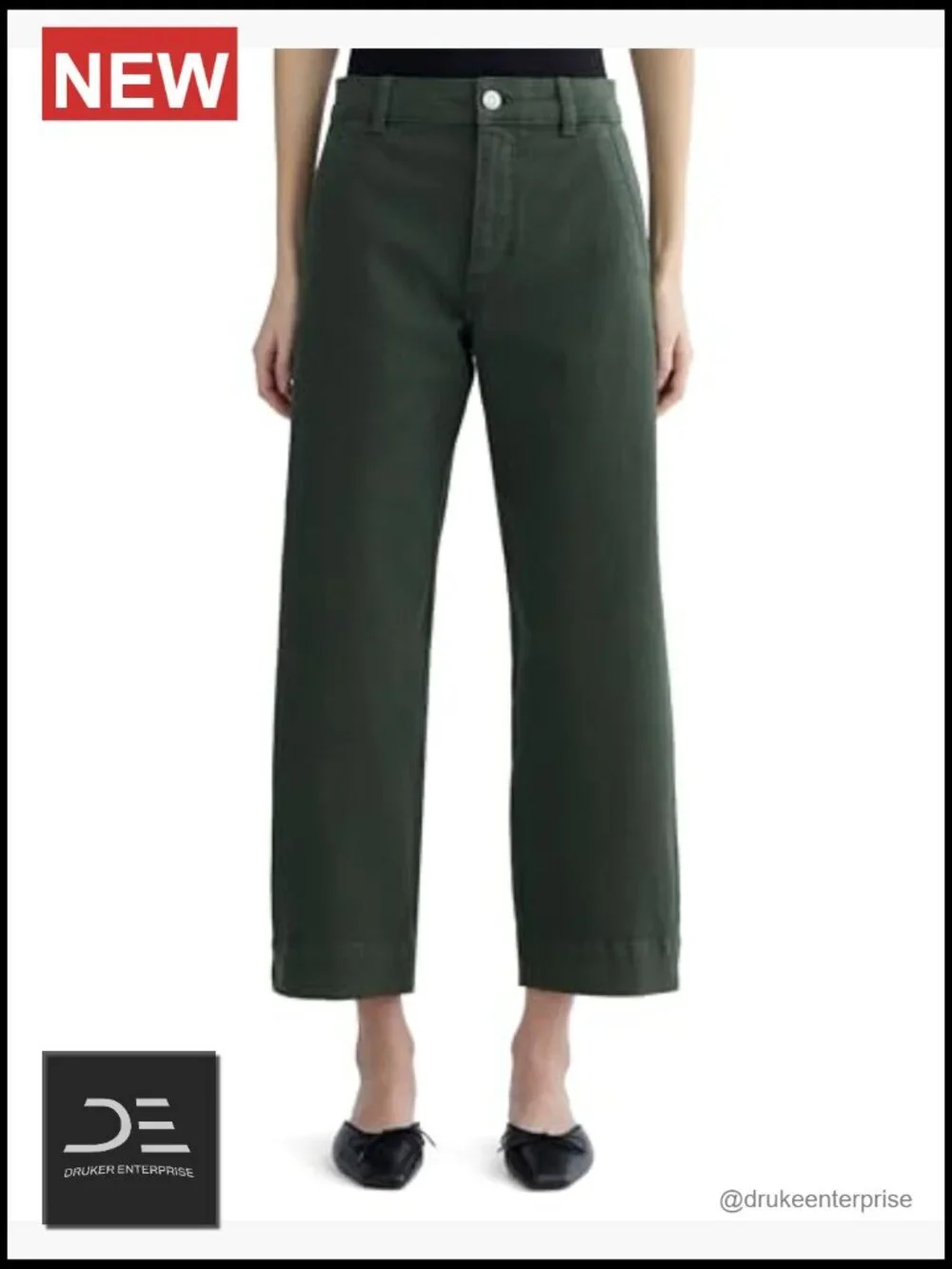 High-Rise Straight Leg Utility Pants Organic Cotton Twill